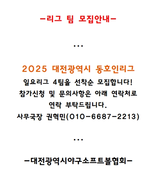 일요리그모집